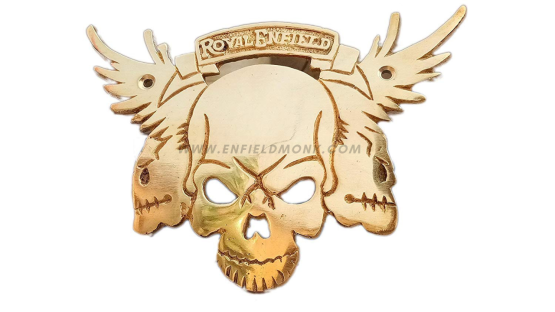 Pure Brass 3 Sided Skeleton Face Decal for Front Mudguard of Royal Enfield Bullet Motorcycles